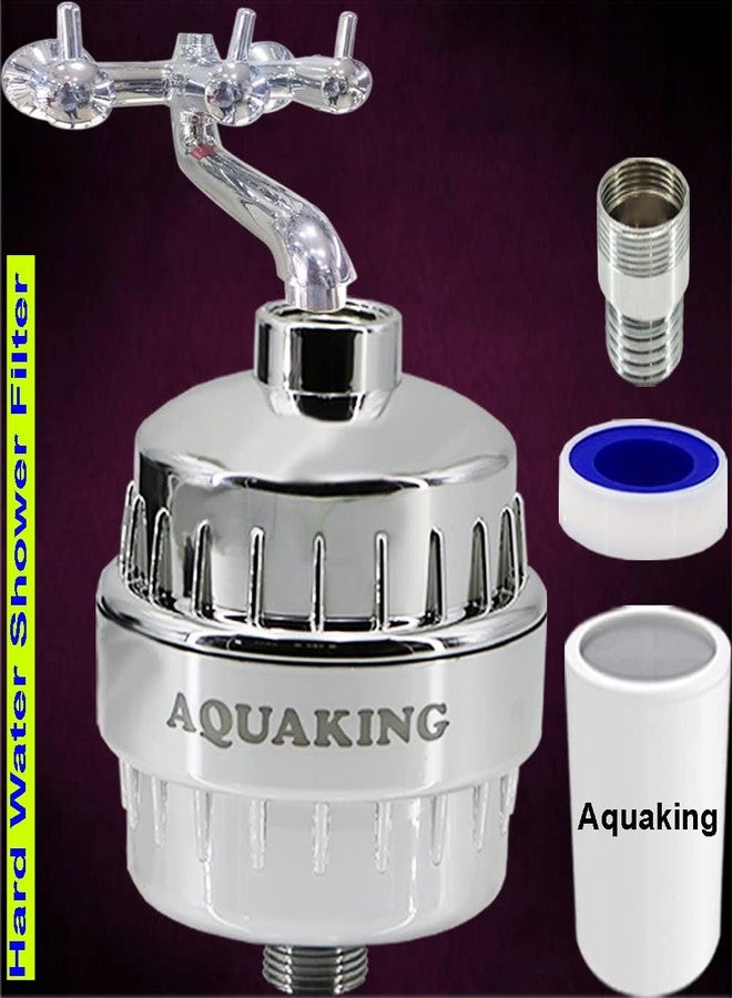 AQUAKING Shower Filter for Hard Water - SF-15 PRO Alkaline Aqua Softener for Home Bathroom Tap Kitchen Faucet Purifier Remove Chlorine Salt from Well Borewell Water 15 Stage, 2 Cartridges - Image 3